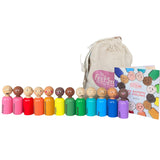 Load image into Gallery viewer, Multi Skin Toned Rainbow  Peg Dolls 12 Set